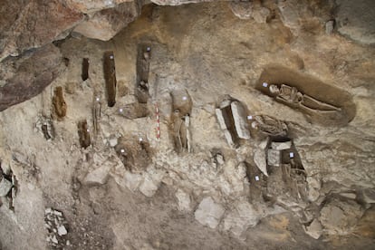 A section of the necropolis. Most of the buried individuals had family ties to at least one of the others. 