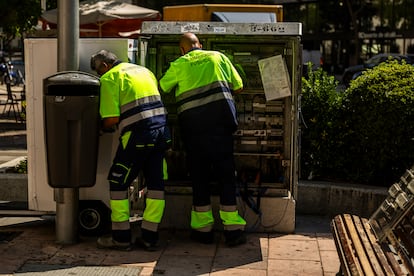 Trabajadores, en el centro de Madrid.