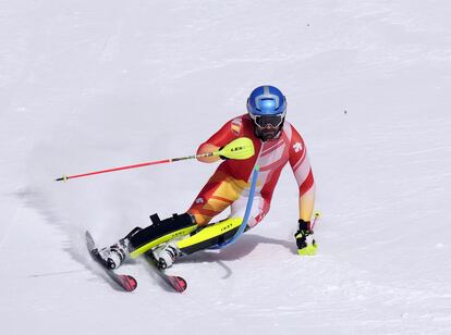 El esquiador español Joaquim Salarich, durante un entrenamiento en los Juegos Olímpicos de Invierno de Pekín 2022.