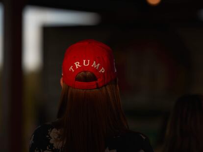 A Trump supporter waiting to take part in a Republican rally in McAllen, Texas, on October 10.