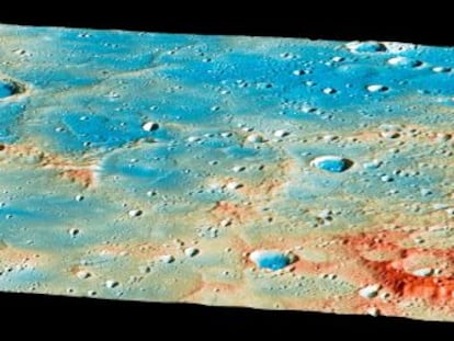 Regi&oacute;n de Mercurio donde se ha estrellado, de forma programada, la sonda &#039;Messenger&#039;, de la NASA, el 30 de abril.
 
 
