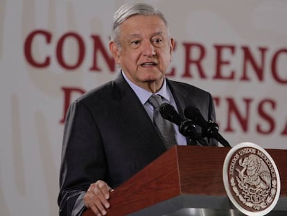 Una conferencia matutina de López Obrador. 