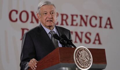 Una conferencia matutina de López Obrador.