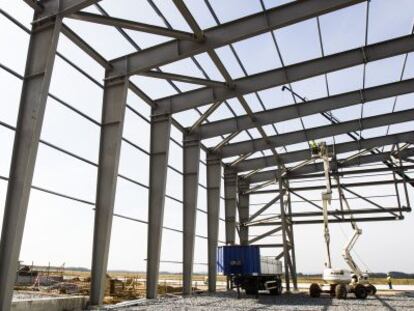 Construction work at the airfield in Castro de Rei, Lugo province.