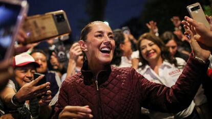 Claudia Sheinbaum durante un evento en Tlalpan, el 22 de abril.