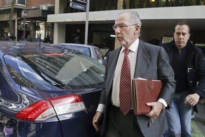 Rodrigo Rato, a su regreso este viernes a su domicilio de Madrid