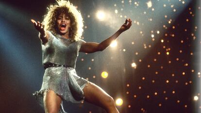 Tina Turner performs on stage at Ahoy, Rotterdam, Netherlands, 4th November 1990. 