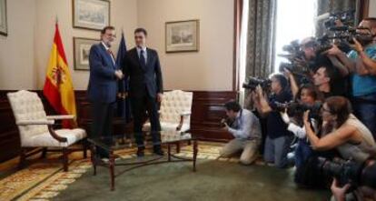 Pedro S&aacute;nchez y Mariano Rajoy, antes de su &uacute;ltima reuni&oacute;n. 