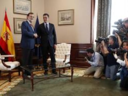 Pedro S&aacute;nchez y Mariano Rajoy, antes de su &uacute;ltima reuni&oacute;n. 