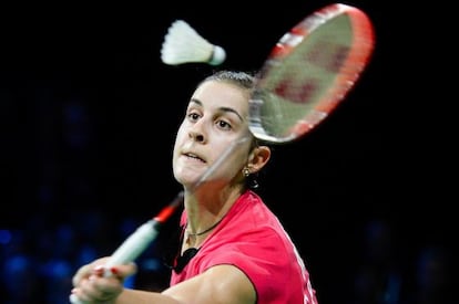 Carolina Marin, en un momento de la semifinal ante la india Sindhu.