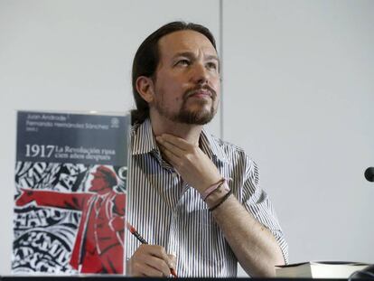 Podemos leader Pablo Iglesias at a conference on the Russian Revolution.