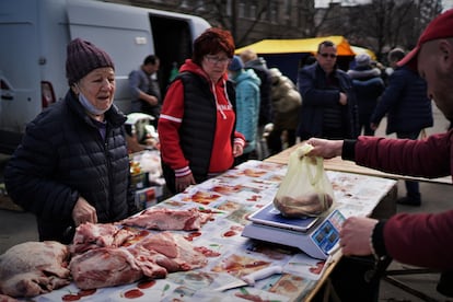 Market in Galagany (Kyiv) during the war in Ukraine