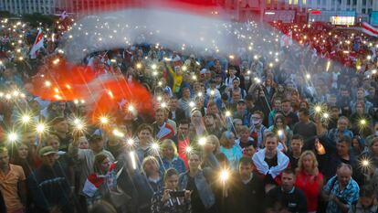 Manifestantes opositores el pasado agosto en la plaza de la Independencia de Minsk.