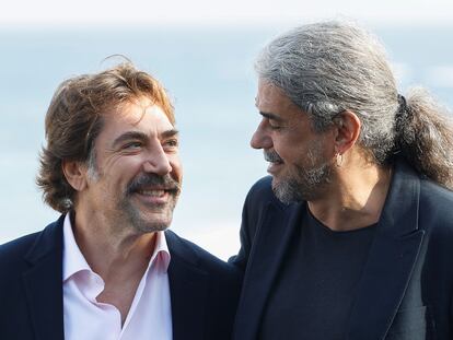 Javier Bardem y Fernando León de Aranoa, durante la presentación en San Sebastián de 'El buen patrón'.