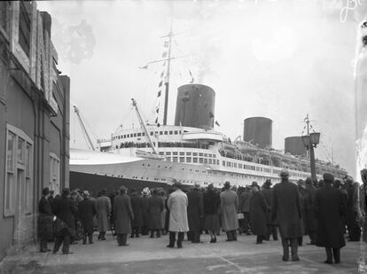 El lujoso transatlántico Normandie, de 313 metros de eslora, cubrió durante años el trayecto entre Le Havre y Nueva York .