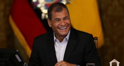 Rafael Correa, durante una rueda de prensa en Quito, el 22 de febrero.