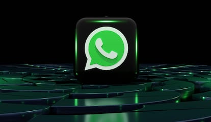 Logotipo en 3D de WhatsApp con fondo negro