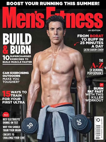El actor Sacha Baron, en la portada de agosto de la revista 'Men's Fitness'.