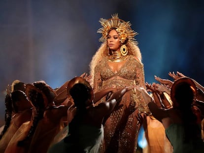 Beyoncé em sua apresentação no Grammy de 2017, em Los Angeles.