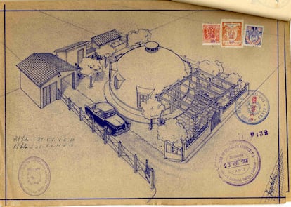 Alzado de una de las Viviendas Vicam o Casas del Ingeniero, del Barrio Jarana (Puerto Real), conservado en el Archivo Municipal de la localidad