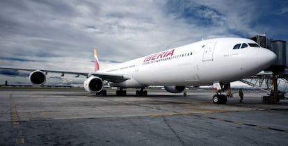 Uno de los 14 aviones A340 de la flota de Iberia que van a ser retirados.