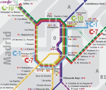 El nuevo mapa de Cercanías de Madrid que incluye la conexión al aeropuerto.