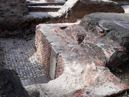 Los restos de una potente cimentación subterránea en el Centro Meteorológico del Retiro.