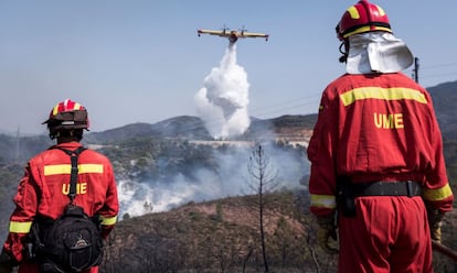 El Ministerio de Agricultura, Pesca y Alimentación ha incrementado el dispositivo aéreo de extinción que, por segundo día consecutivo, trabaja en Huelva para sofocar el incendio declarado ayer en la Sierra de San Cristóbal, en la localidad de Nerva.