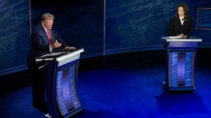 Donald Trump y Kamala Harris en el debate de este 10 de septiembre en Filadelfia (Pensilvania).