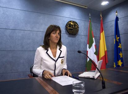 La portavoz del Ejecurtivo, Idoia Mendía, en su comparecencia tras el Consejo de Gobierno de ayer.