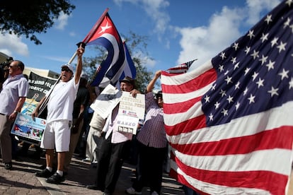 Protestas conta el acuerdo entre EE UU con Cuba, el 20 de diciembre de 2014.