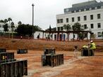 GRAFCAT2423. BARCELONA, 02/10/2020.- Aspecto de las obras del hospital que se esta construyendo en el parque sanitario Pere Virgili de Barcelona, uno los nuevos cinco hospitales polivalentes que ha comenzado a construir el Govern de Cataluña en Barcelona y Lleida, que costarán unos 85 millones de euros, entre la edificación y el equipamiento, y supondrán 490 camas más de UCI, que serán atendidas por profesionales de los hospitales a los que estén adscritos. EFE/Toni Albir