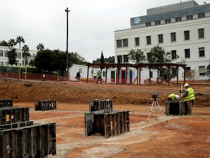 Obras del hospital que se está construyendo en el parque sanitario Pere Virgili, en Barcelona.