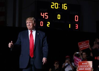 El candidato republicano, Donald Trump, en un mitin en Michigan