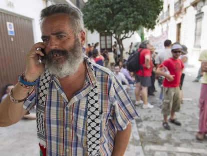 Sánchez Gordillo, hoy frente a los juzgados de Écija.