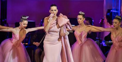 Katy Perry, un un concierto anoche en Nueva York.