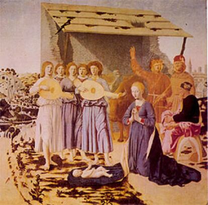 Detalle del cuadro &#39;Nacimiento&#39;, de Piero della Francesca.