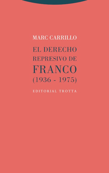 Portada de 'El derecho represivo de Franco. 1936-1975', de Marc Carrillo. EDITORIAL TROTTA