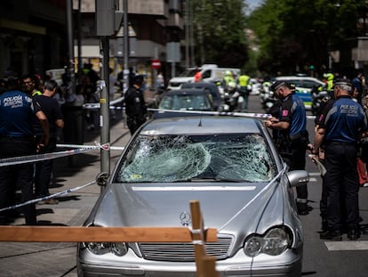 El coche interceptado este jueves después de que su conductor atropellara a dos personas en Madrid.