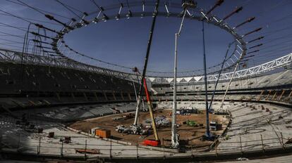 Obras en el interior del nuevo estadio del Atlético de Madrid, Wanda Metropolitano.