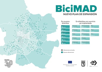 Mapa que muestra las ubicaciones actuales de las estaciones y las futuras.