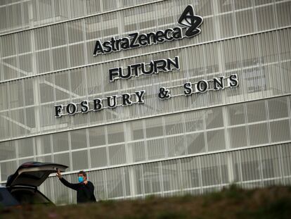 El edificio de AstraZeneca en Bruselas, este viernes.