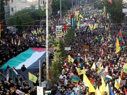 Manifestaci&oacute;n en defensa de Jerusal&eacute;n como capital palestina este lunes en Beirut. 
