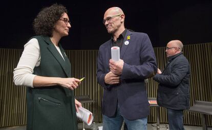 Marta Rovira y Raül Romeva en un acto de ERC en Barcelona.