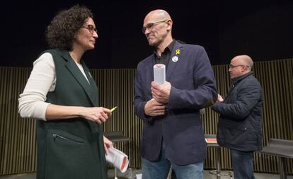 Marta Rovira y Ra&uuml;l Romeva en un acto de ERC en Barcelona.