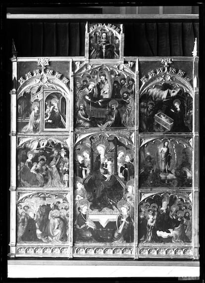 'Retablo de la Mare de Deuz de la llet', de Conçal Peris i Sarrià, inicio del siglo XV