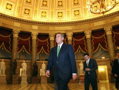 John Boehner, durante las &uacute;ltimas negociaciones en el Capitolio.