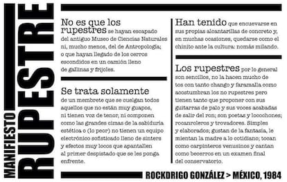 Manifiesto del movimiento rupestre, escrito por Rodrigo González 'Rockdrigo'.