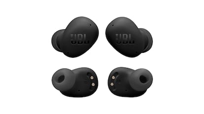 Auriculares inalámbricos de JBL sobre fondo blanco.