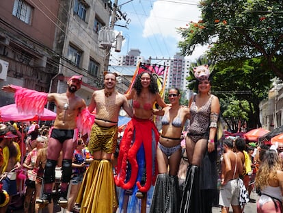 Bloco Manada, una de las comparsas de carnaval que ocupan las calles del barrio Barra funda de São Paulo.